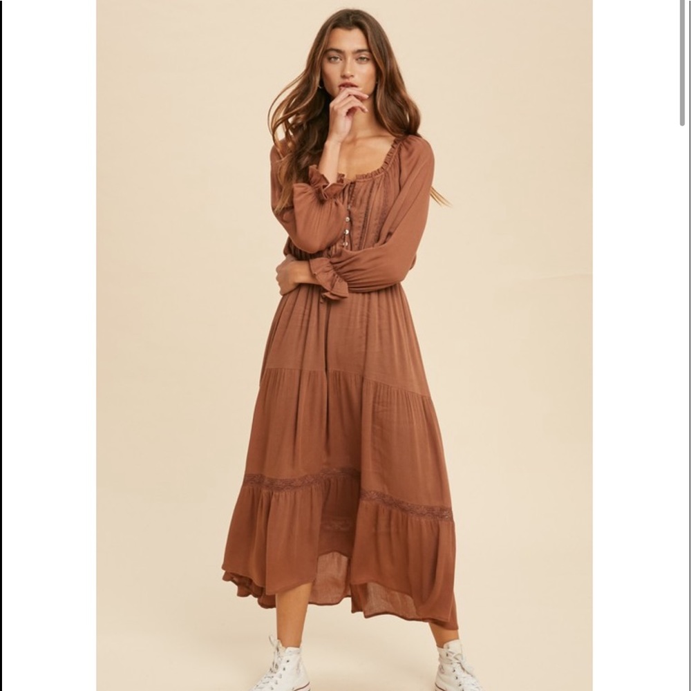 In Loom Earthen Lace Midi Dress - Picture 3 of 7